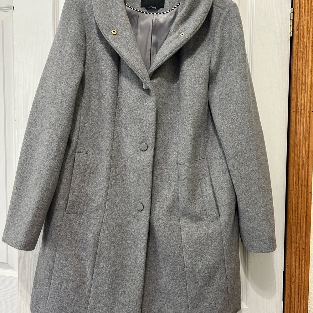 Kate Spade Gray Pea Coat Timeless Wool-Blend